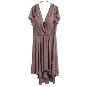 Source Unknown Dusty Mauve V-Neck High-Low Chiffon Dress
